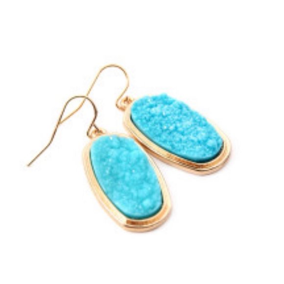 Aqua & Gold-tone drop earrings NEW! - Picture 2 of 3